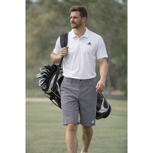 Adidas Mens Golf Shorts Gray Flat Front Athletic Performance Size 32